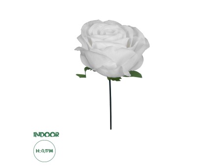 GloboStar® 09077 Τεχνητό Φυτό Διακοσμητικό Τριαντάφυλλο Λευκό M8cm x Υ20cm Π8cm