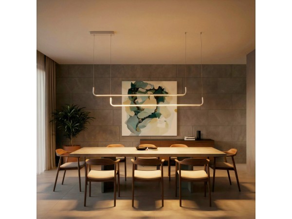 kelvo® LINARIA KLV-101-0259 Κρεμαστό Φωτιστικό Οροφής LED 72W 7200lm 180° AC 220-240V IP20 Ρυθμιζόμενο Λευκό CCT με Χειριστήριο από 2700K έως 6000K Dimmable - Lumileds SMD Chip - Λευκό Ματ - Μ130 x Π4 x Υ25cm - 3 Χρόνια Εγγύηση