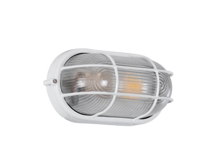 GLOBOSTAR® BOATLIGHT 61582 Vintage Φωτιστικό Καραβοχελώνα Τοίχου & Οροφής με Ντουί 1 x E27 AC 220-240V Αδιάβροχο IP65 - Λευκό Ματ - Μ21 x Π10.4 x Υ9cm