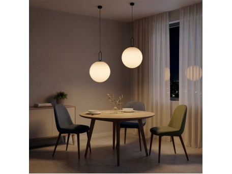 kelvo® BELLISSIMO KLV-101-0375 Κρεμαστό Φωτιστικό Οροφής για Λάμπα με Ντουί E27 AC 220-240V IP20 - Μαύρο Ματ & Λευκό - Μ40 x Π40 x Υ62cm