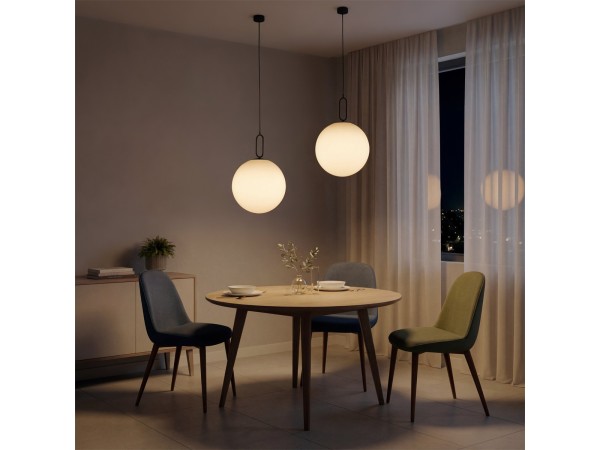 kelvo® BELLISSIMO KLV-101-0375 Κρεμαστό Φωτιστικό Οροφής για Λάμπα με Ντουί E27 AC 220-240V IP20 - Μαύρο Ματ & Λευκό - Μ40 x Π40 x Υ62cm