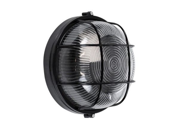 GLOBOSTAR® BOATLIGHT 61586 Vintage Φωτιστικό Καραβοχελώνα Τοίχου & Οροφής με Ντουί 1 x E27 AC 220-240V Αδιάβροχο IP65 - Μαύρο Ματ - Μ17.5 x Π17.5 x Υ9cm