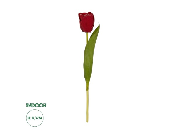 GloboStar® Artificial Garden RED TULIP BRANCH 21203 Τεχνητό Διακοσμητικό Κλαδί Κόκκινη Τουλίπα Y37cm