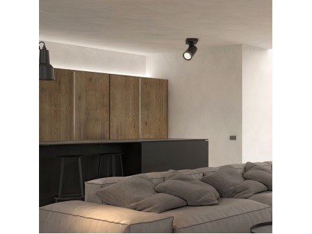 kelvo® SPOTA KLV-101-0134 Κινούμενο Φωτιστικό Σποτ Οροφής για Λάμπα MR16 με Ντουί GU10 AC 220-240V IP20 - Μαύρο Ματ - Μ7 x Π6 x Υ14cm