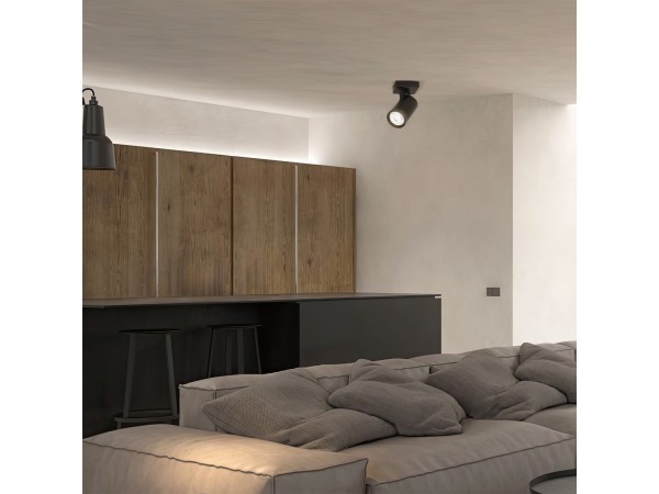 kelvo® SPOTA KLV-101-0134 Κινούμενο Φωτιστικό Σποτ Οροφής για Λάμπα MR16 με Ντουί GU10 AC 220-240V IP20 - Μαύρο Ματ - Μ7 x Π6 x Υ14cm