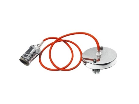 GLOBOSTAR® SUSPENS 115101 Vintage Κρεμαστό Φωτιστικό Οροφής με Ντουί 1 x E27 AC 220-240V IP20 - Ασημί & Πορτοκαλί - Μ10 x Π10 x Y94.3cm
