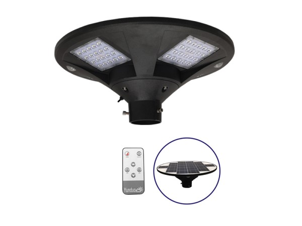 GLOBOSTAR® PARK 12112 Φωτιστικό Κεφαλής Post Top Πλατείας/Πάρκου/Κήπου με Ασύρματο IR Χειριστήριο LED 25W 2000lm 120° με Ενσωματωμένο Φωτοβολταϊκό Panel 6V 20W & Επαναφορτιζόμενη Μπαταρία Li-ion 3.2V 24000mAh με Αισθητήρα Κίνησης-Ημέρας-Νύχτας Αδιάβροχο I