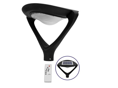 GLOBOSTAR® SQUARE 12117 Φωτιστικό Στύλου/Κολώνας Πλατείας/Πάρκου με Ασύρματο Χειριστήριο LED 25W 2500lm 120° Ενσωματωμένο Φωτοβολταϊκό Panel 5V 12W & Επαναφορτιζόμενη Μπαταρία Li-ion 3.2V 24000mAh με Αισθητήρα Κίνησης-Ημέρας-Νύχτας Αδιάβροχο IP65 Ψυχρό Λε