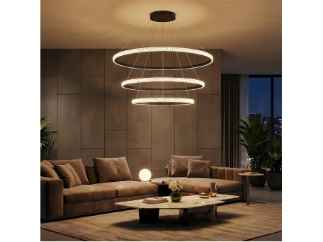 kelvo® DIAMOND KLV-101-0239 Κρεμαστό Φωτιστικό Οροφής LED 120W 12000lm 180° AC 220-240V IP20 Ρυθμιζόμενο Λευκό CCT με Χειριστήριο από 2700K έως 6000K Dimmable - Lumileds SMD Chip - Μαύρο Ματ - Μ80 x Π80 x Υ80cm - 3 Χρόνια Εγγύηση