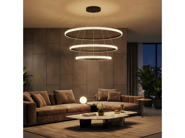 kelvo® DIAMOND KLV-101-0239 Κρεμαστό Φωτιστικό Οροφής LED 120W 12000lm 180° AC 220-240V IP20 Ρυθμιζόμενο Λευκό CCT με Χειριστήριο από 2700K έως 6000K Dimmable - Lumileds SMD Chip - Μαύρο Ματ - Μ80 x Π80 x Υ80cm - 3 Χρόνια Εγγύηση