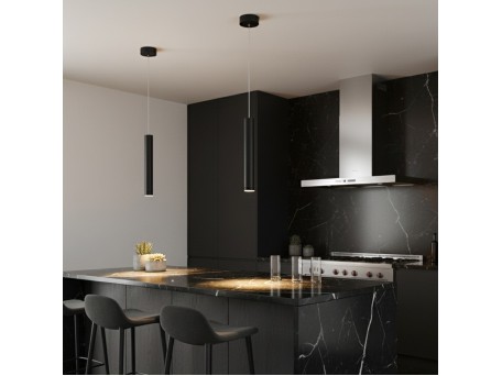 kelvo® CANAL KLV-101-0070 Κρεμαστό Φωτιστικό Οροφής LED 7W 700lm 36° AC 220-240V IP20 Θερμό Λευκό 2700K - Bridgelux COB Chip & TÜV SÜD Driver - Μαύρο Ματ - Μ4 x Π4 x Υ30cm - 5 Χρόνια Εγγύηση