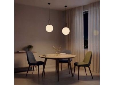 kelvo® BELLISSIMO KLV-101-0374 Κρεμαστό Φωτιστικό Οροφής για Λάμπα με Ντουί E27 AC 220-240V IP20 - Μαύρο Ματ & Λευκό - Μ30 x Π30 x Υ52cm