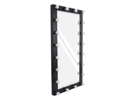 GloboStar® MAKEUP MIRROR-160x80-5 Μοντέρνος Καθρέπτης Μακιγιάζ με Πλαίσιο Φυσικού Ξύλου με Διακόπτη On/Off 20 x E27 AC220-240V - Μ80 x Π7 x Υ160cm - Μαύρος Έβενος