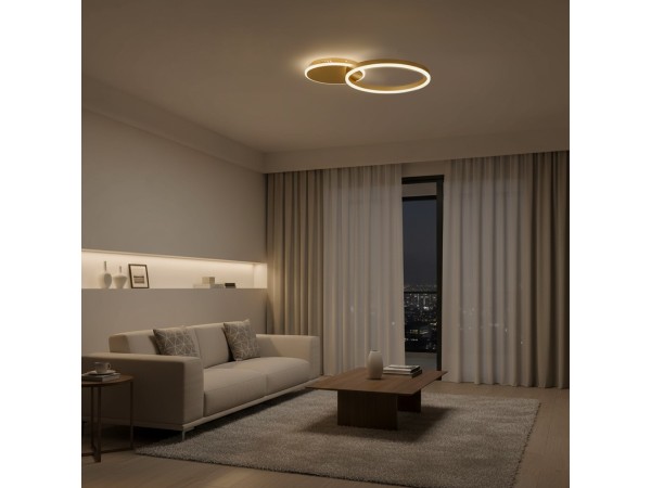 kelvo® VENOM KLV-101-0183 Φωτιστικό Οροφής LED 45W 4500lm 360° AC 220-240V IP20 Ρυθμιζόμενο Λευκό CCT με Χειριστήριο από 2700K έως 6000K Dimmable - Lumileds SMD Chip - Χρυσό Πλατίνα - Μ60 x Π40 x Υ7.5cm - 3 Χρόνια Εγγύηση