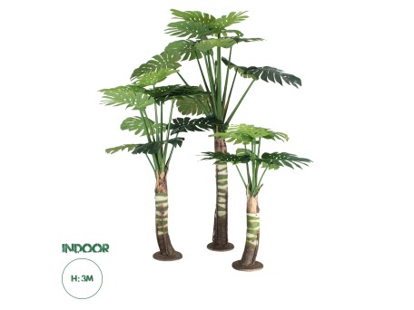 GloboStar® Artificial Garden MONSTERA SET 20090 - Τεχνητό Διακοσμητικό Σετ Φυτών Μονστέρα A:Υ300cm B:Υ200cm C:Υ150cm