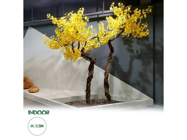 GloboStar® Artificial Garden GINKGO TWINS TREE 20187 Τεχνητό Διακοσμητικό Δέντρο Δίδυμα Γκίγκο Υ320cm