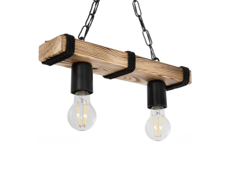 GLOBOSTAR® GLISTER 201-0002 Vintage Κρεμαστό Φωτιστικό Οροφής με Ντουί 2 x E27 AC 220-240V IP20 - Μπεζ & Μαύρο - Μ38 x Π9 x Υ10cm