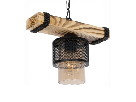 GLOBOSTAR® GLORA 201-0007 Vintage Κρεμαστό Φωτιστικό Οροφής με Ντουί 1 x E27 AC 220-240V IP20 - Μπεζ & Μαύρο - Μ29 x Π12 x Υ21cm