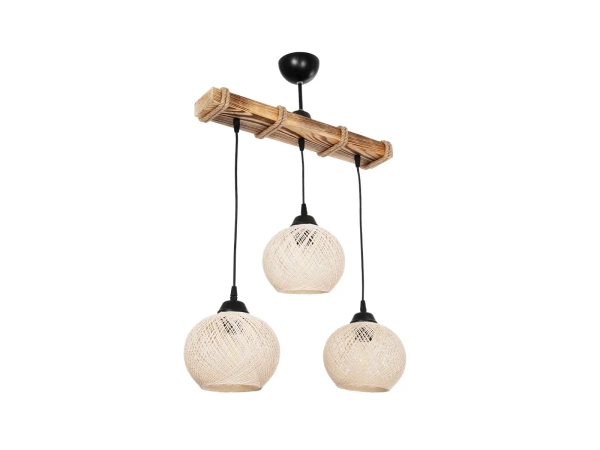 GLOBOSTAR® LUMA 201-0011 Vintage Κρεμαστό Φωτιστικό Οροφής με Ντουί 3 x E27 AC 220-240V IP20 - Μπεζ & Μαύρο - Μ55 x Π18 x Υ65cm