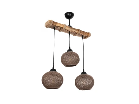 GLOBOSTAR® LUMA 201-0012 Vintage Κρεμαστό Φωτιστικό Οροφής με Ντουί 3 x E27 AC 220-240V IP20 - Καφέ & Μπεζ - Μ55 x Π18 x Υ65cm