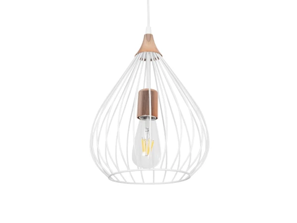 GLOBOSTAR® RADIARO 201-0014 Vintage Κρεμαστό Φωτιστικό Οροφής με Ντουί 1 x E27 AC 220-240V IP20 - Λευκό & Χάλκινο - Μ26 x Π26 x Υ35cm