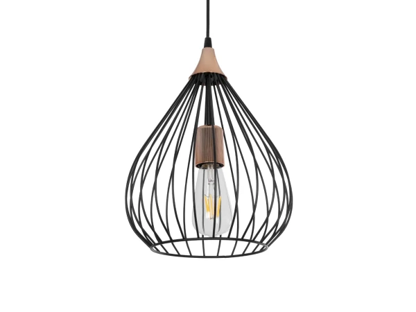 GLOBOSTAR® RADIARO 201-0015 Vintage Κρεμαστό Φωτιστικό Οροφής με Ντουί 1 x E27 AC 220-240V IP20 - Μαύρο & Χάλκινο - Μ26 x Π26 x Υ35cm