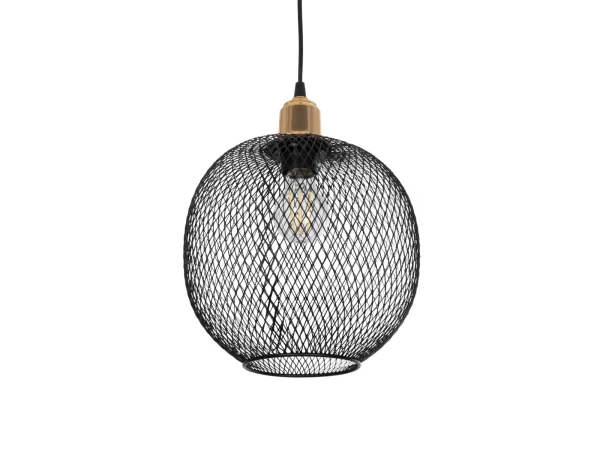 GLOBOSTAR® SOLUX 201-0019 Μοντέρνο Κρεμαστό Φωτιστικό Οροφής με Ντουί 1 x E27 AC 220-240V IP20 - Μαύρο & Χρυσό - Μ25 x Π25 x Υ32cm