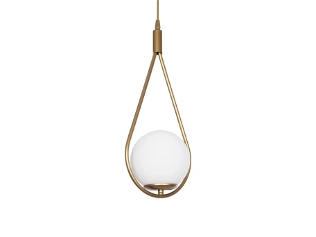 GLOBOSTAR® DROP 201-0034 Vintage Κρεμαστό Φωτιστικό Οροφής με Ντουί 1 x E27 AC 220-240V IP20 - Χρυσό & Λευκό - Μ20 x Π15 x Υ47cm