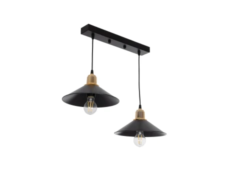 GLOBOSTAR® LUCANA 201-0043 Vintage Κρεμαστό Φωτιστικό Οροφής με Ντουί 2 x E27 AC 220-240V IP20 - Μαύρο & Χρυσό - Μ57 x Π25 x Υ26cm