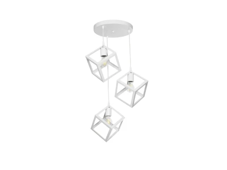 GLOBOSTAR® DISE 201-0054 Μοντέρνο Κρεμαστό Φωτιστικό Οροφής με Ντουί 3 x E27 AC 220-240V IP20 - Λευκό - Μ48 x Π48 x Υ65cm