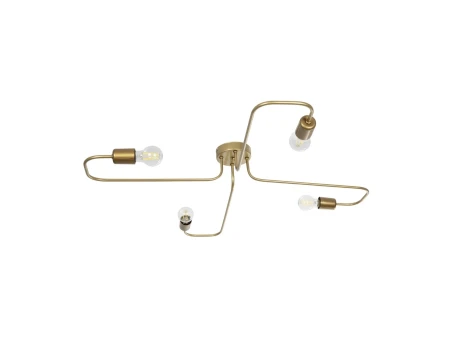 GLOBOSTAR® MOORNA 201-0065 Vintage Φωτιστικό Οροφής με Ντουί 4 x E27 AC 220-240V IP20 - Χρυσό - Μ97 x Π97 x Υ7cm