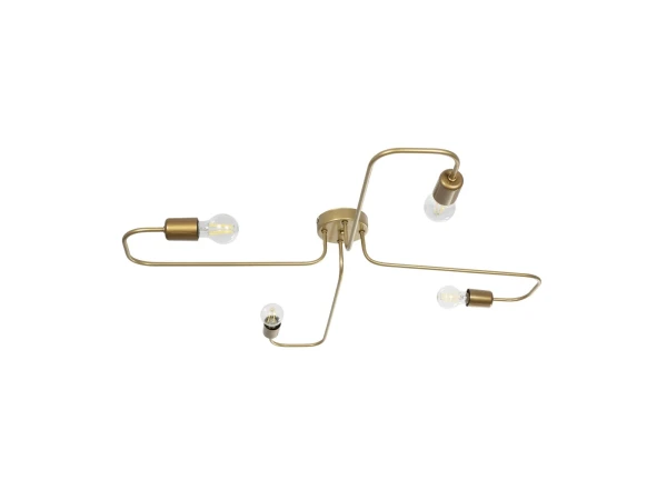 GLOBOSTAR® MOORNA 201-0065 Vintage Φωτιστικό Οροφής με Ντουί 4 x E27 AC 220-240V IP20 - Χρυσό - Μ97 x Π97 x Υ7cm