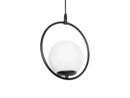 GLOBOSTAR® CIRCLE 201-0075 Vintage Κρεμαστό Φωτιστικό Οροφής με Ντουί 1 x E27 AC 220-240V IP20 - Μαύρο & Λευκό - Μ26 x Π26 x Υ29cm