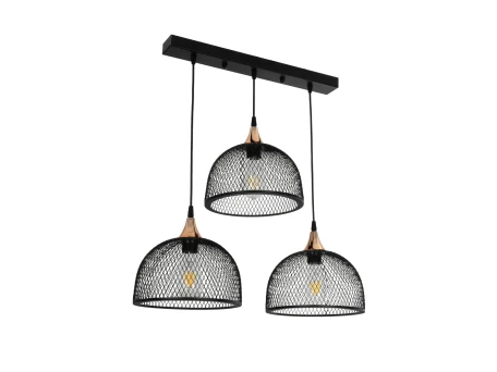 GLOBOSTAR® GLIND 201-0082 Vintage Κρεμαστό Φωτιστικό Οροφής με Ντουί 3 x E27 AC 220-240V IP20 - Μαύρο - Μ60 x Π25 x Υ50cm