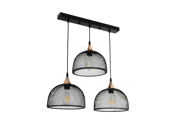 GLOBOSTAR® GLIND 201-0082 Vintage Κρεμαστό Φωτιστικό Οροφής με Ντουί 3 x E27 AC 220-240V IP20 - Μαύρο - Μ60 x Π25 x Υ50cm