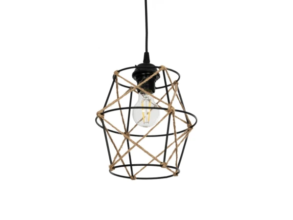 GLOBOSTAR® SOLON 201-0088 Vintage Κρεμαστό Φωτιστικό Οροφής με Ντουί 1 x E27 AC 220-240V IP20 - Μαύρο & Μπεζ - Μ22 x Π22 x Υ27cm