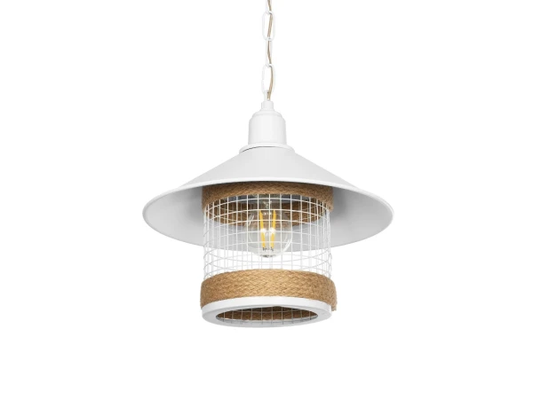 GLOBOSTAR® GLORA 201-0089 Vintage Κρεμαστό Φωτιστικό Οροφής με Ντουί 1 x E27 AC 220-240V IP20 - Λευκο & Μπεζ - Μ30 x Π30 x Υ29cm