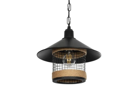 GLOBOSTAR® GLORA 201-0090 Vintage Κρεμαστό Φωτιστικό Οροφής με Ντουί 1 x E27 AC 220-240V IP20 - Μαύρο & Μπεζ - Μ30 x Π30 x Υ29cm