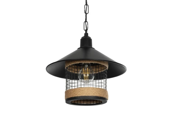 GLOBOSTAR® GLORA 201-0090 Vintage Κρεμαστό Φωτιστικό Οροφής με Ντουί 1 x E27 AC 220-240V IP20 - Μαύρο & Μπεζ - Μ30 x Π30 x Υ29cm