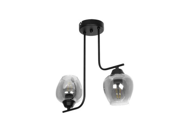 GLOBOSTAR® GLOSSA 201-0091 Vintage Φωτιστικό Οροφής με Ντουί 2 x E27 AC 220-240V IP20 - Μαύρο & Μαύρο Φιμέ - Μ40 x Π15 x Υ17cm