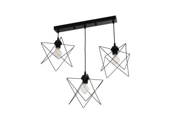 GLOBOSTAR® GLIND 201-0092 Vintage Κρεμαστό Φωτιστικό Οροφής με Ντουί 3 x E27 AC 220-240V IP20 - Μαύρο - Μ67 x Π24 x Υ55cm
