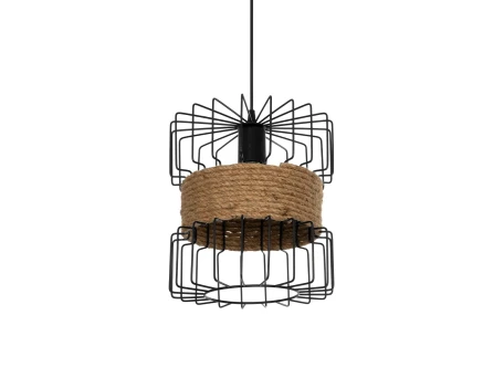 GLOBOSTAR® ORB 201-0096 Vintage Κρεμαστό Φωτιστικό Οροφής με Ντουί 1 x E27 AC 220-240V IP20 - Μαύρο & Μπεζ - Μ27 x Π27 x Υ31cm