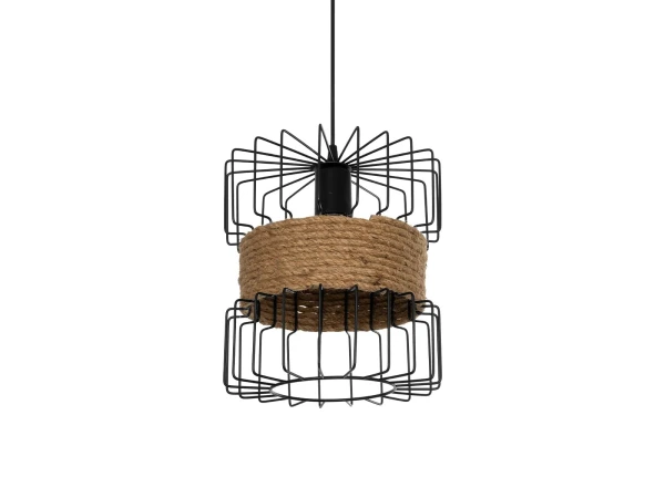 GLOBOSTAR® ORB 201-0096 Vintage Κρεμαστό Φωτιστικό Οροφής με Ντουί 1 x E27 AC 220-240V IP20 - Μαύρο & Μπεζ - Μ27 x Π27 x Υ31cm