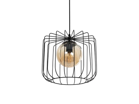 GLOBOSTAR® FLAMIA 201-0099 Vintage Κρεμαστό Φωτιστικό Οροφής με Ντουί 1 x E27 AC 220-240V IP20 - Μαύρο & Μελί - Μ31 x Π31 x Υ29cm