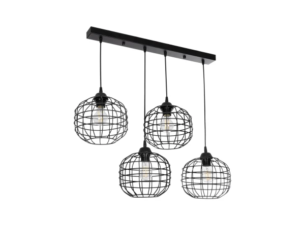 GLOBOSTAR® PULSAR 201-0103 Vintage Κρεμαστό Φωτιστικό Οροφής με Ντουί 4 x E27 AC 220-240V IP20 - Μαύρο - Μ80 x Π22 x Υ46cm