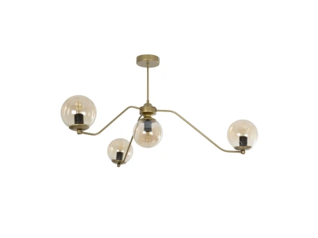 GLOBOSTAR® SUNRAY 201-0110 Vintage Φωτιστικό Οροφής με Ντουί 4 x E27 AC 220-240V IP20 - Χρυσό & Μελί - Μ100 x Π100 x Υ26cm