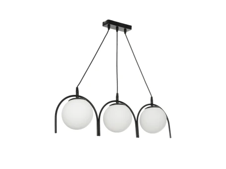 GLOBOSTAR® FLASHO 201-0111 Vintage Κρεμαστό Φωτιστικό Οροφής με Ντουί 3 x E27 AC 220-240V IP20 - Μαύρο & Λευκό - Μ73 x Π15 x Υ23cm