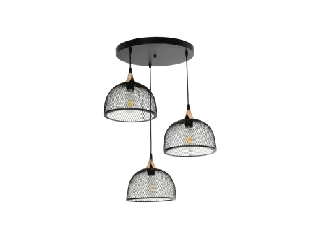 GLOBOSTAR® FLICKA 201-0113 Vintage Κρεμαστό Φωτιστικό Οροφής με Ντουί 3 x E27 AC 220-240V IP20 - Μαύρο & Χάλκινο - Μ55 x Π55 x Υ65cm