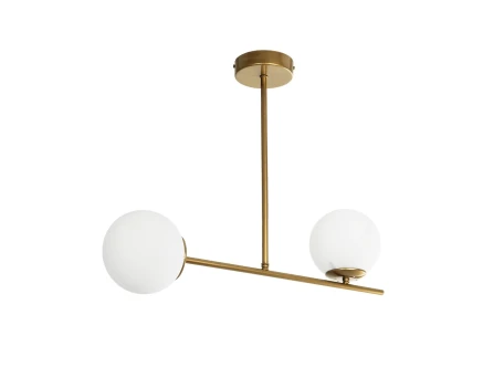 GLOBOSTAR® GLOBUS 201-0119 Μοντέρνο Φωτιστικό Οροφής με Ντουί 2 x E27 AC 220-240V IP20 - Λευκό & Χρυσό - Μ65 x Π15 x Υ23cm