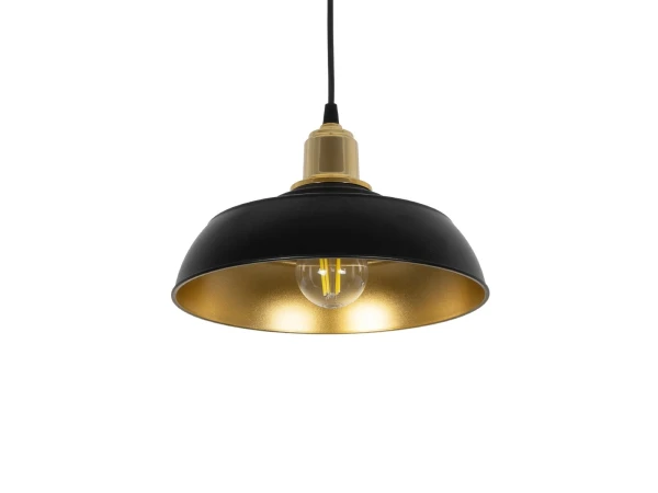 GLOBOSTAR® LOAN 203-0279 Μοντέρνο Κρεμαστό Φωτιστικό Οροφής με Ντουί 1 x E27 AC 220-240V IP20 - Μαύρο & Χρυσό  - Μ25.5 x Π25.5 x Υ17cm